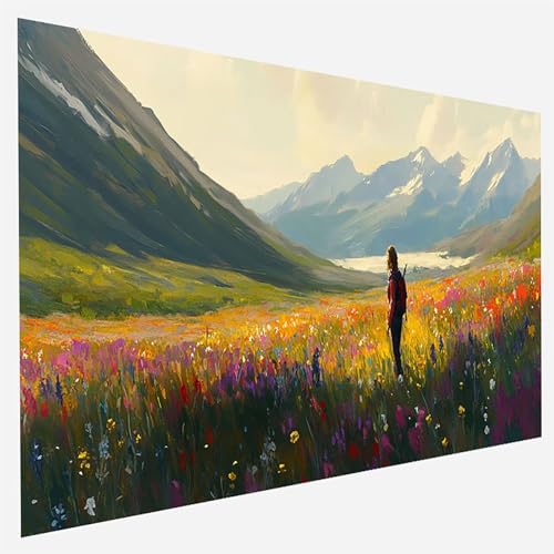 Blume Malen Nach Zahlen Erwachsene, Malen Nach Zahlen DIY Handgemalt Ölgemälde Kit für Anfänger und Erwachsene, Paint by Numbers Basteln mit Pinseln Home Wand Dekor, 50x100cm Landschaft 7- L- Y von FANLIGZU