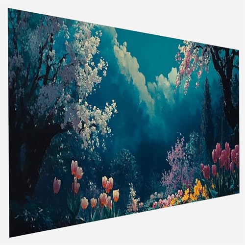 Blume Malen Nach Zahlen Erwachsene, Malen Nach Zahlen DIY Handgemalt Ölgemälde Kit für Anfänger und Erwachsene, Paint by Numbers Basteln mit Pinseln Home Wand Dekor, Ohne Rahmen 100x200cm Anlage D-6-9 von FANLIGZU