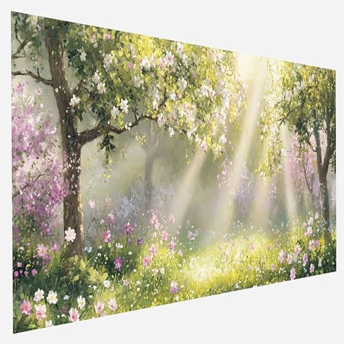 Blume Malen Nach Zahlen Erwachsene, Malen Nach Zahlen DIY Handgemalt Ölgemälde Kit für Anfänger und Erwachsene, Paint by Numbers Basteln mit Pinseln Home Wand Dekor, Ohne Rahmen 50x100cm Baum Q-6-1 von FANLIGZU