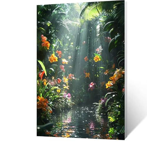 Diamond Painting Erwachsene Blume, 5D Volldiamant Malen Nach Zahlen Landschaft mit Diamond Painting Zubehör, Runde Diamant Strasssteine Bastelset Erwachsene, DIY set für Zimmer Deko 30x40 cm Model-942 von FANLIGZU