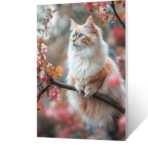 Diamond Painting Erwachsene Katze, 5D Volldiamant Malen Nach Zahlen PflanZen mit Diamond Painting Zubehör, Runde Diamant Strasssteine Bastelset Erwachsene, DIY set für Zimmer Deko 30x40 cm Model-1092 von FANLIGZU