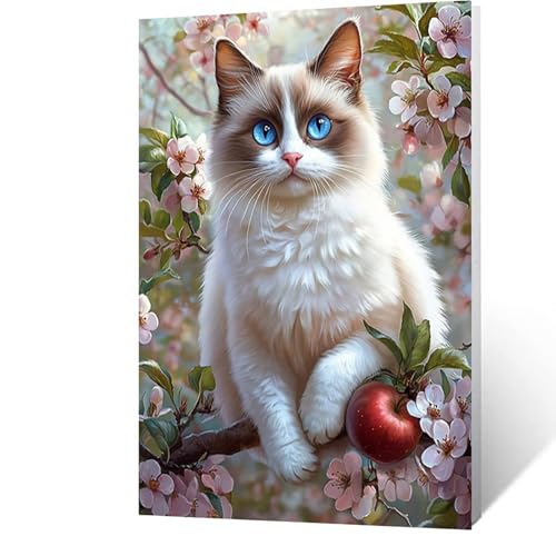 Diamond Painting Erwachsene Katze, 5D Volldiamant Malen Nach Zahlen Tier mit Diamond Painting Zubehör, Runde Diamant Strasssteine Bastelset Erwachsene, DIY set für Deko Wohnzimmer 100x150cm Model-1110 von FANLIGZU