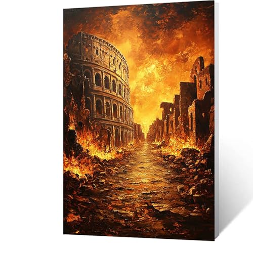 Diamond Painting Erwachsene Kolosseum, 5D Volldiamant Malen Nach Zahlen Landschaft mit Diamond Painting Zubehör, Runde Diamant Strasssteine Bastelset Erwachsene, für Zimmer Deko 70x95 cm Model-1026 von FANLIGZU