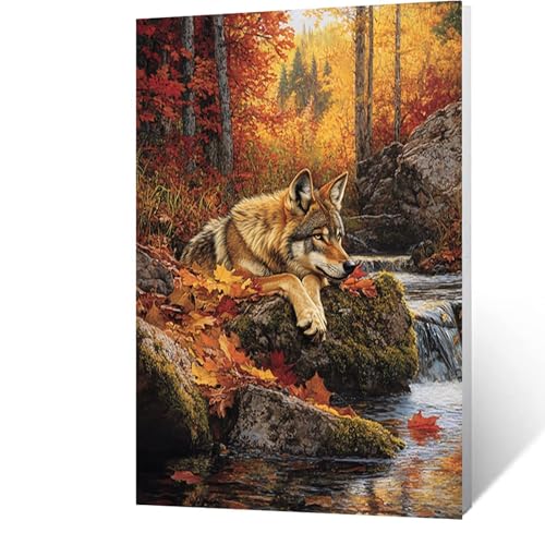 Diamond Painting Erwachsene Tier, 5D Volldiamant Malen Nach Zahlen Wolf mit Diamond Painting Zubehör, Runde Diamant Strasssteine Bastelset Erwachsene, DIY set für Deko Wohnzimmer 100 x 135cm Model-969 von FANLIGZU