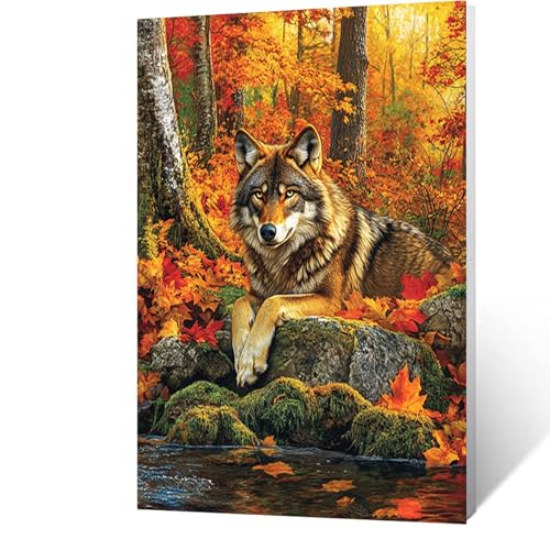 Diamond Painting Erwachsene Wolf, 5D Volldiamant Malen Nach Zahlen Tier mit Diamond Painting Zubehör, Runde Diamant Strasssteine Bastelset Erwachsene, DIY set für Deko Wohnzimmer 100 x 150CM Model-960 von FANLIGZU