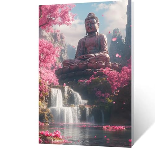 Diamond Painting Erwachsene Zen, 5D Volldiamant Malen Nach Zahlen Wasserfall mit Diamond Painting Zubehör, Runde Diamant Strasssteine Bastelset Erwachsene, DIY set für Zimmer Deko 40 x 55cm Model-843 von FANLIGZU