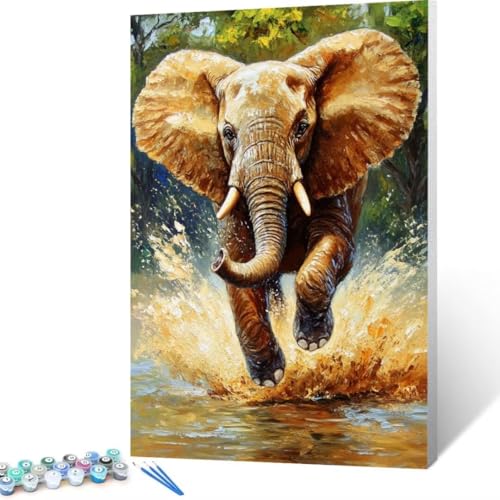 Elefant Malen Nach Zahlen Erwachsene, Malen Nach Zahlen DIY Handgemalt Ölgemälde Kit für Anfänger und Erwachsene, Paint by Numbers Basteln mit Pinseln Home Wand Dekor, Ohne Rahmen 100x135cm Baum T - 9 von FANLIGZU