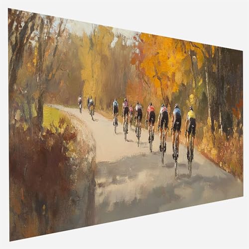 Fahrrad Malen Nach Zahlen Erwachsene, Malen Nach Zahlen DIY Handgemalt Ölgemälde Kit für Anfänger und Erwachsene, Paint by Numbers Basteln mit Pinseln Home Wand Dekor, Ohne Rahmen 50x100cm Sport 9-5-1 von FANLIGZU