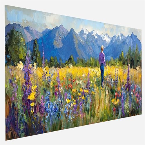 Frau Malen Nach Zahlen Erwachsene, Malen Nach Zahlen DIY Handgemalt Ölgemälde Kit für Anfänger und Erwachsene, Paint by Numbers Basteln mit Pinseln Home Wand Dekor, Ohne Rahmen 100x200cm Blume 1-Y-6 von FANLIGZU