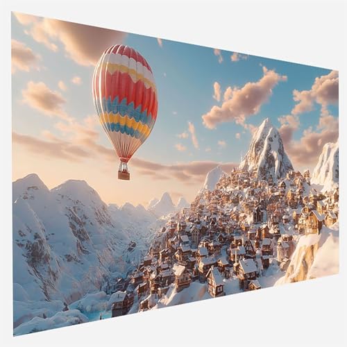 Heißluftballon Malen Nach Zahlen Erwachsene, Malen Nach Zahlen DIY Handgemalt Ölgemälde Kit für Anfänger und Erwachsene, Paint by Numbers Basteln mit Pinseln Home Wand Dekor 100x200cm Die Alpen B-2-4 von FANLIGZU