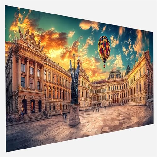 Heißluftballon Malen Nach Zahlen Erwachsene, Malen Nach Zahlen DIY Handgemalt Ölgemälde Kit für Anfänger und Erwachsene, Paint by Numbers Basteln mit Pinseln Home Wand Dekor 100x200cm Schloss 3-1-U von FANLIGZU