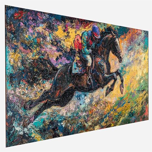 Horse Malen Nach Zahlen Erwachsene, Malen Nach Zahlen DIY Handgemalt Ölgemälde Kit für Anfänger und Erwachsene, Paint by Numbers Basteln mit Pinseln Home Wand Dekor, 50x100cm Wettrennen S- C- 8 von FANLIGZU