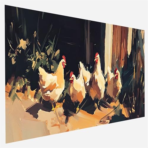 Huhn Malen Nach Zahlen Erwachsene, Malen Nach Zahlen DIY Handgemalt Ölgemälde Kit für Anfänger und Erwachsene, Paint by Numbers Basteln mit Pinseln Home Wand Dekor, Ohne Rahmen 100x200cm Tier 4-4-5 von FANLIGZU