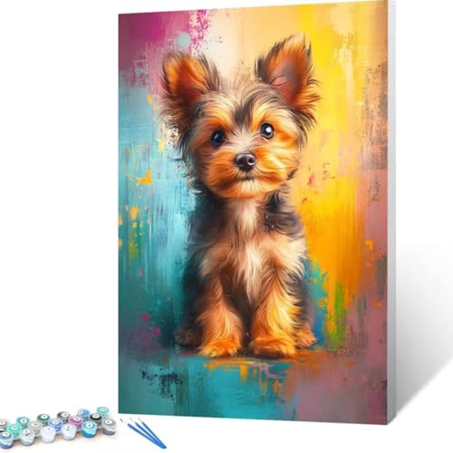 Hund Malen Nach Zahlen Erwachsene, Malen Nach Zahlen DIY Handgemalt Ölgemälde Kit für Anfänger und Erwachsene, Paint by Numbers Basteln mit Pinseln Home Wand Dekor, Ohne Rahmen 50 x70 cm Tier N - 4 von FANLIGZU