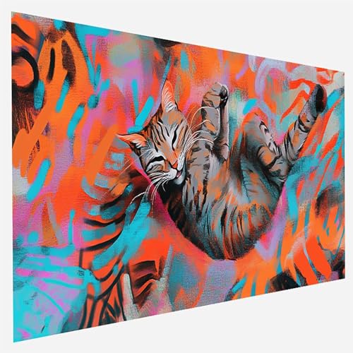 Katze Malen Nach Zahlen Erwachsene, Malen Nach Zahlen DIY Handgemalt Ölgemälde Kit für Anfänger und Erwachsene, Paint by Numbers Basteln mit Pinseln Home Wand Dekor, 50x100cm Abstrakt 3 - 6 - S von FANLIGZU