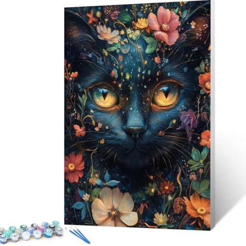 Katze Malen Nach Zahlen Erwachsene, Malen Nach Zahlen DIY Handgemalt Ölgemälde Kit für Anfänger und Erwachsene, Paint by Numbers Basteln mit Pinseln Home Wand Dekor, Ohne Rahmen 50 x70 cm Blume X - 4 von FANLIGZU