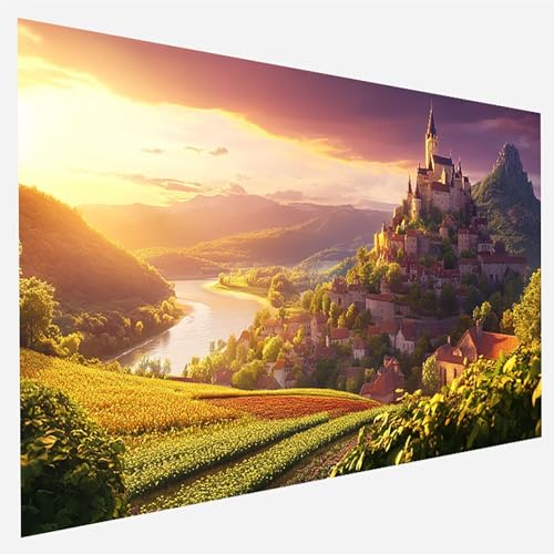 Loiretal Malen Nach Zahlen Erwachsene, Malen Nach Zahlen DIY Handgemalt Ölgemälde Kit für Anfänger und Erwachsene, Paint by Numbers Basteln mit Pinseln Home Wand Dekor, 100x200cm Schloss U- Z- 7 von FANLIGZU