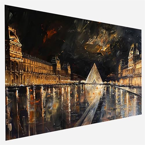 Louvre Malen Nach Zahlen Erwachsene, Malen Nach Zahlen DIY Handgemalt Ölgemälde Kit für Anfänger und Erwachsene, Paint by Numbers Basteln mit Pinseln Home Wand Dekor, Ohne Rahmen 100x200cm Stadt O-0-V von FANLIGZU