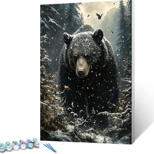 Malen Nach Zahlen BäR, Malen Nach Zahlen Erwachsene, Malen Nach Zahlen Kinder Winter, Pinsel Malen Nach Zahlen, Bastelset Erwachsene DIY für Home Haus Decor Geschenk 70x95 cm (Ohne Rahmen) U- 6 von FANLIGZU