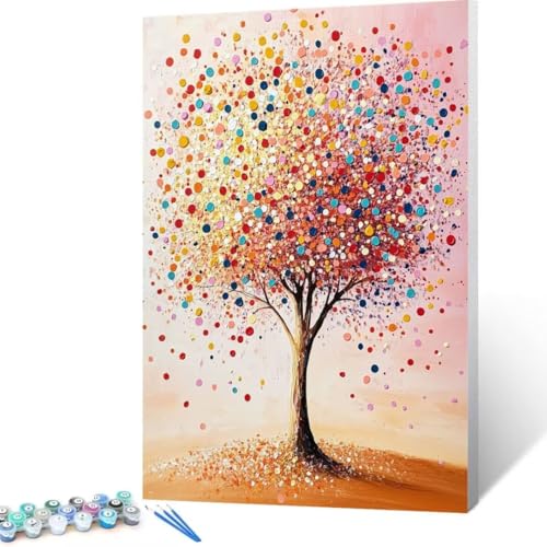 Malen Nach Zahlen Baum, Malen Nach Zahlen Erwachsene, Malen Nach Zahlen Kinder Blume, Pinsel Malen Nach Zahlen, Bastelset Erwachsene DIY für Home Haus Decor Geschenk 70x95 cm (Ohne Rahmen) F- 6 von FANLIGZU