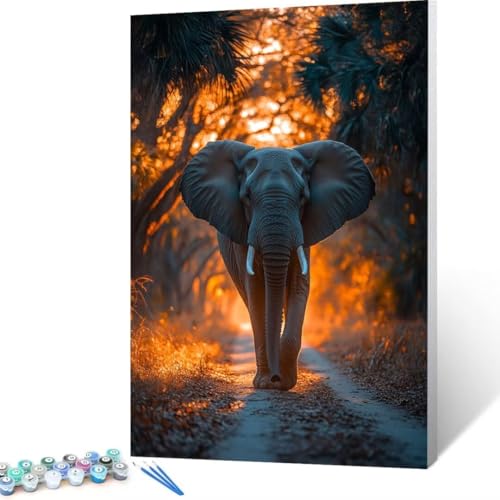 Malen Nach Zahlen Baum, Malen Nach Zahlen Erwachsene, Malen Nach Zahlen Kinder Elefant, Pinsel Malen Nach Zahlen, Bastelset Erwachsene für Home Haus Decor Geschenk 70x95 cm (Ohne Rahmen ) U - 6 von FANLIGZU