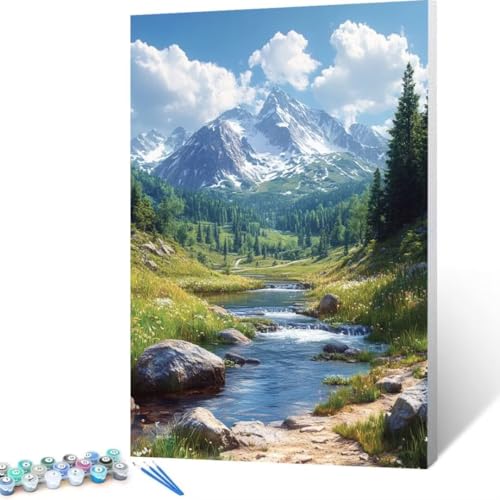 Malen Nach Zahlen Berg, Malen Nach Zahlen Erwachsene, Malen Nach Zahlen Kinder Landschaft, Pinsel Malen Nach Zahlen, Bastelset Erwachsene für Home Haus Decor Geschenk 70x95 cm (Ohne Rahmen ) C - 6 von FANLIGZU