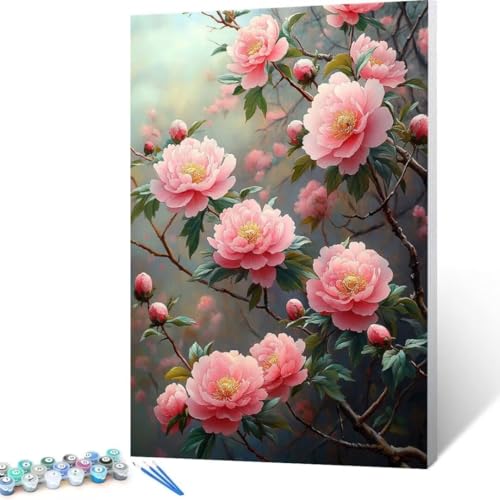 Malen Nach Zahlen Blume, Malen Nach Zahlen Erwachsene, Malen Nach Zahlen Kinder Baum, Pinsel Malen Nach Zahlen, Bastelset Erwachsene DIY für Home Haus Decor Geschenk 70x95 cm (Ohne Rahmen) B- 6 von FANLIGZU