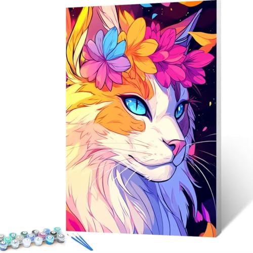 Malen Nach Zahlen Blume, Malen Nach Zahlen Erwachsene, Malen Nach Zahlen Kinder Katze, Pinsel Malen Nach Zahlen, Bastelset Erwachsene DIY für Home Haus Decor Geschenk 70x95 cm (Ohne Rahmen) E- 6 von FANLIGZU