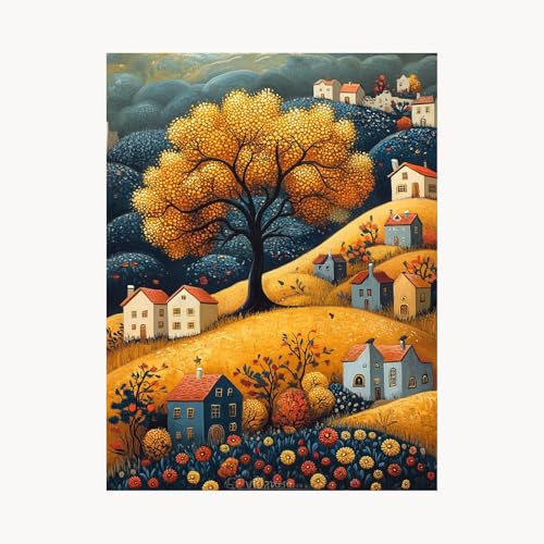 Malen Nach Zahlen Erwachsene, Malen Nach Zahlen Kleine Stadt, DIY Set Erwachsene mit Acrylfarben Set Leinwand Bilder Baum 40x55cm Pinselset, Paint by Numbers, Zimmer Deko Geschenke für Frauen FYH-1711 Malen Nach Zahlen Erwachsene, Malen Nach Zahlen Kleine Stadt, DIY Set Erwachsene mit Acrylfarben Set Leinwand Bilder Baum 40x55cm Pinselset, Paint by Numbers, Zimmer Deko Geschenke für Frauen FYH-1711 von FANLIGZU