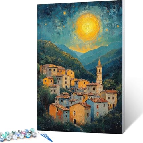 Malen Nach Zahlen Erwachsene Abstrakt, Paint by Numbers, DIY Bastelset Erwachsene Sternenhimmel, mit Pinseln und Acrylfarben Handgemalt Ölgemälde Leinwand, Home Decor Geschenk,Ohne Rahmen 35x50cm N-g3 von FANLIGZU