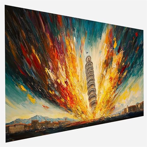 Malen Nach Zahlen Erwachsene Abstrakt, Paint by Numbers, DIY Erwachsene Schiefer Turm von Pisa, mit Pinseln und Acrylfarben Handgemalt öLgemäLde Leinwand für Home Decor Geschenk, 35x70cm 1- 8- 1 von FANLIGZU