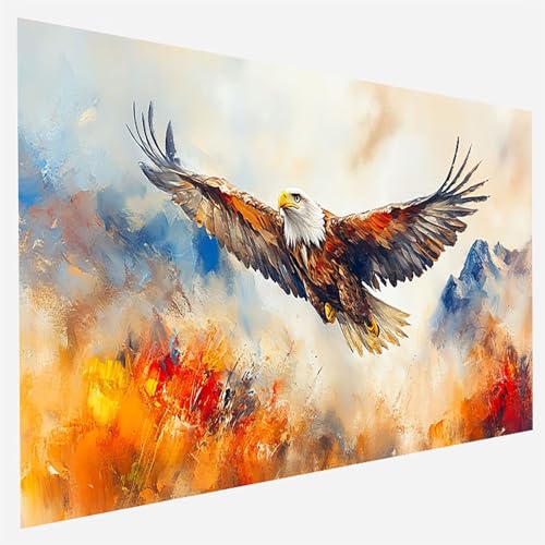 Malen Nach Zahlen Erwachsene Adler, Paint by Numbers, DIY Erwachsene Berg, mit Pinseln und Acrylfarben Handgemalt öLgemäLde Leinwand für Home Wand Decor Geschenk, Ohne Rahmen 35 x 70 cm E - W - S von FANLIGZU