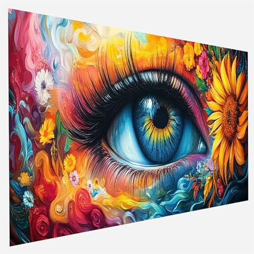 Malen Nach Zahlen Erwachsene Auge, Paint by Numbers, DIY Erwachsene Blume, mit Pinseln und Acrylfarben Handgemalt öLgemäLde Leinwand für Home Wand Decor Geschenk, Ohne Rahmen 35 x 70 cm 2 - 8 - 7 von FANLIGZU