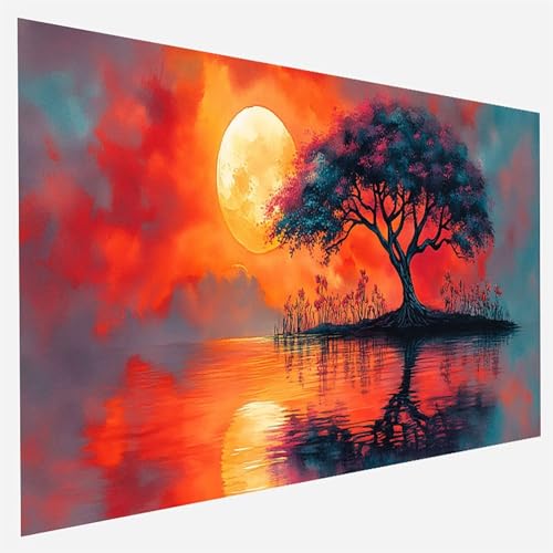 Malen Nach Zahlen Erwachsene Baum, Paint by Numbers, DIY Erwachsene Landschaft, mit Pinseln und Acrylfarben Handgemalt öLgemäLde Leinwand für Home Wand Decor Geschenk, Ohne Rahmen 35x70cm V-T-R von FANLIGZU