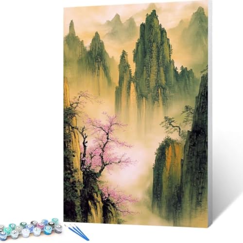 Malen Nach Zahlen Erwachsene Baum, Paint by Numbers Berg Malen Nach Zahlen, DIY Vorgedruckte Leinwand Ölgemälde Kits, öLgemäLde Bastelset Erwachsene DIY, Home Decor Asthetik, Geschenk 40x55cm G-j1 von FANLIGZU