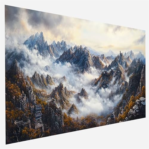 Malen Nach Zahlen Erwachsene Berg, Paint by Numbers, DIY Erwachsene Landschaft, mit Pinseln und Acrylfarben Handgemalt öLgemäLde Leinwand für Home Wand Decor Geschenk, Ohne Rahmen 35x70cm 1-Z-Z von FANLIGZU