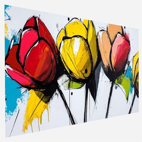 Malen Nach Zahlen Erwachsene Blume, Paint by Numbers, DIY Erwachsene Graffiti, mit Pinseln und Acrylfarben Handgemalt öLgemäLde Leinwand für Home Wand Decor Geschenk, Ohne Rahmen 35 x 70 cm K-4-7 von FANLIGZU