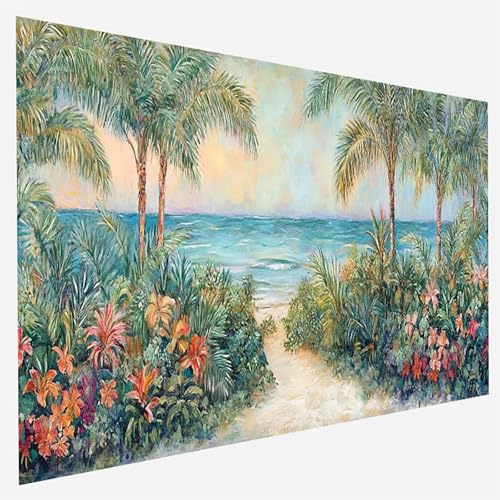 Malen Nach Zahlen Erwachsene Blume, Paint by Numbers, DIY Erwachsene Strand, mit Pinseln und Acrylfarben Handgemalt öLgemäLde Leinwand für Home Wand Decor Geschenk, Ohne Rahmen 35 x 70 cm 4-3-B von FANLIGZU