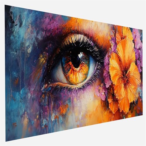 Malen Nach Zahlen Erwachsene Blume, Paint by Numbers Auge Malen Nach Zahlen, DIY Vorgedruckte Leinen Leinwand öLgemäLde Kits, Bastelset Erwachsene DIY, Home Haus Decor Geschenk 90x180cm 1- 7- O von FANLIGZU