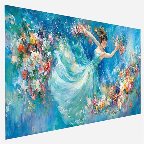 Malen Nach Zahlen Erwachsene Blume, Paint by Numbers Frau Malen Nach Zahlen, DIY Vorgedruckte Leinen Leinwand öLgemäLde Kits, Bastelset Erwachsene DIY, Home Haus Decor Geschenk 90x180cm C- O- 4 von FANLIGZU