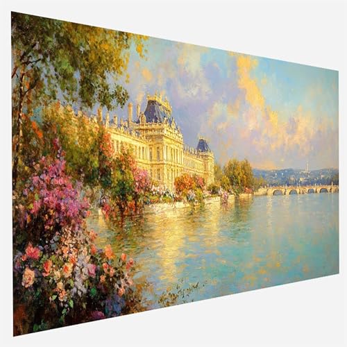 Malen Nach Zahlen Erwachsene Blume, Paint by Numbers Landschaft Malen Nach Zahlen, DIY Vorgedruckte Leinen Leinwand öLgemäLde Kits, Bastelset Erwachsene DIY, Home Haus Decor Geschenk 40x80cm G-7-F von FANLIGZU