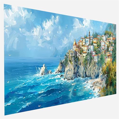 Malen Nach Zahlen Erwachsene Cliff, Paint by Numbers Stadt Malen Nach Zahlen, DIY Vorgedruckte Leinen Leinwand öLgemäLde Kits, Bastelset Erwachsene DIY, Home Haus Decor Geschenk 90x180cm 1- 0- Z von FANLIGZU