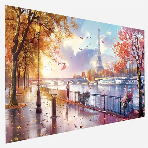 Malen Nach Zahlen Erwachsene Eiffelturm, Paint by Numbers Seine Malen Nach Zahlen, DIY Vorgedruckte Leinen Leinwand öLgemäLde Kits, Bastelset Erwachsene DIY, Home Haus Decor Geschenk 40x80cm A-2-N von FANLIGZU