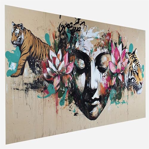 Malen Nach Zahlen Erwachsene Es war, Paint by Numbers, DIY Erwachsene Tiger, mit Pinseln und Acrylfarben Handgemalt öLgemäLde Leinwand für Home Wand Decor Geschenk, Ohne Rahmen 35 x 70 cm P-O-0 von FANLIGZU