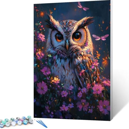 Malen Nach Zahlen Erwachsene Eule, Paint by Numbers Libelle Malen Nach Zahlen, DIY Vorgedruckte Leinwand Ölgemälde Kits, Bastelset Erwachsene DIY, Home Decor Wand Asthetik, Geschenk 90x120cm V - 8 von FANLIGZU