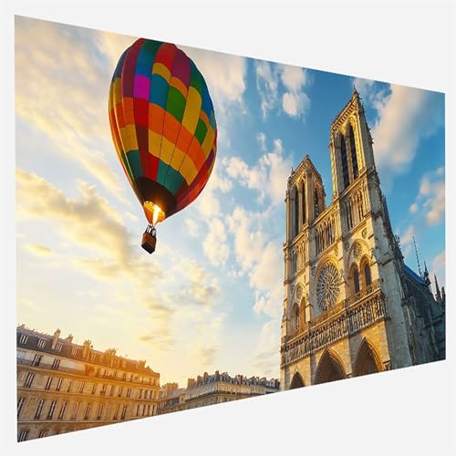 Malen Nach Zahlen Erwachsene Heißluftballon, Paint by Numbers Notre Dame Malen Nach Zahlen, DIY Vorgedruckte Leinen Leinwand öLgemäLde Kits, Bastelset Erwachsene DIY, Home Haus Decor 40x80cm 4-7-2 von FANLIGZU