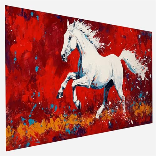 Malen Nach Zahlen Erwachsene Horse, Paint by Numbers, DIY Erwachsene Abstrakt, mit Pinseln und Acrylfarben Handgemalt öLgemäLde Leinwand für Home Wand Decor Geschenk, Ohne Rahmen 80x160cm 9-8-D von FANLIGZU