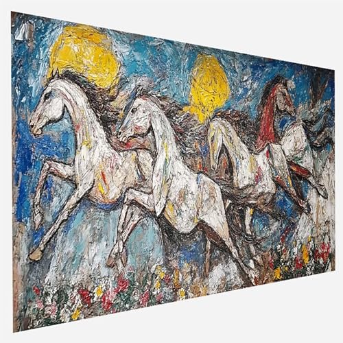 Malen Nach Zahlen Erwachsene Horse, Paint by Numbers, DIY Erwachsene Tier, mit Pinseln und Acrylfarben Handgemalt öLgemäLde Leinwand für Home Wand Decor Geschenk, Ohne Rahmen 35 x 70 cm 9 - H - 4 von FANLIGZU