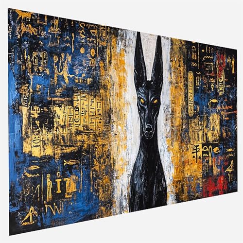 Malen Nach Zahlen Erwachsene Hund, Paint by Numbers, DIY Erwachsene Anubis, mit Pinseln und Acrylfarben Handgemalt öLgemäLde Leinwand für Home Wand Decor Geschenk, Ohne Rahmen 35x70cm 5 - 6 - B von FANLIGZU