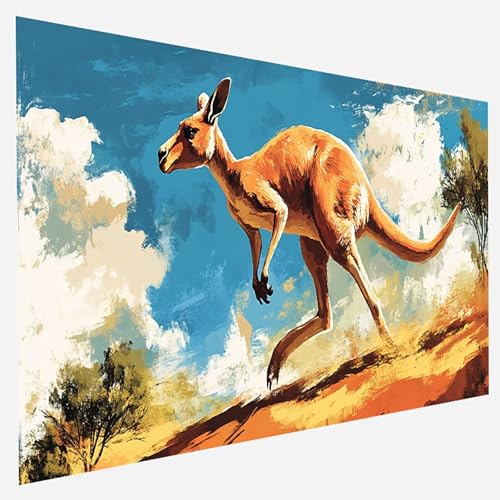 Malen Nach Zahlen Erwachsene Känguru, Paint by Numbers Tier Malen Nach Zahlen, DIY Vorgedruckte Leinen Leinwand öLgemäLde Kits, Bastelset Erwachsene DIY, Home Haus Decor Geschenk 40x80cm P- 3- V von FANLIGZU